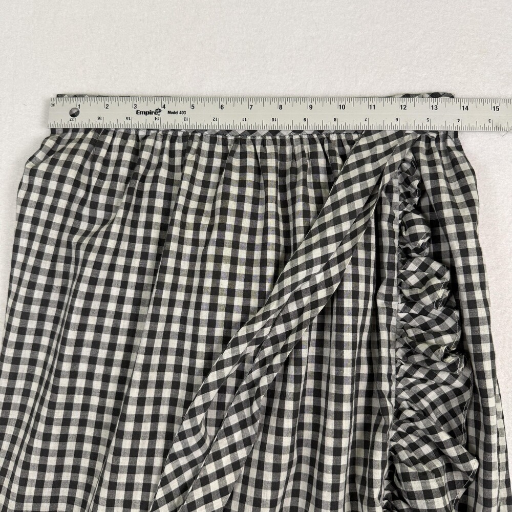 Vintage 60s MARY QUANT Penneys Maxi Wrap Skirt Gingham Ruffle Prairie Black Sz S - Picture 9 of 15